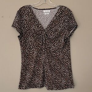 Van Heusen Brown and White Speckled Blouse